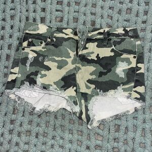Tractr Camo Distressed Jean Shorts